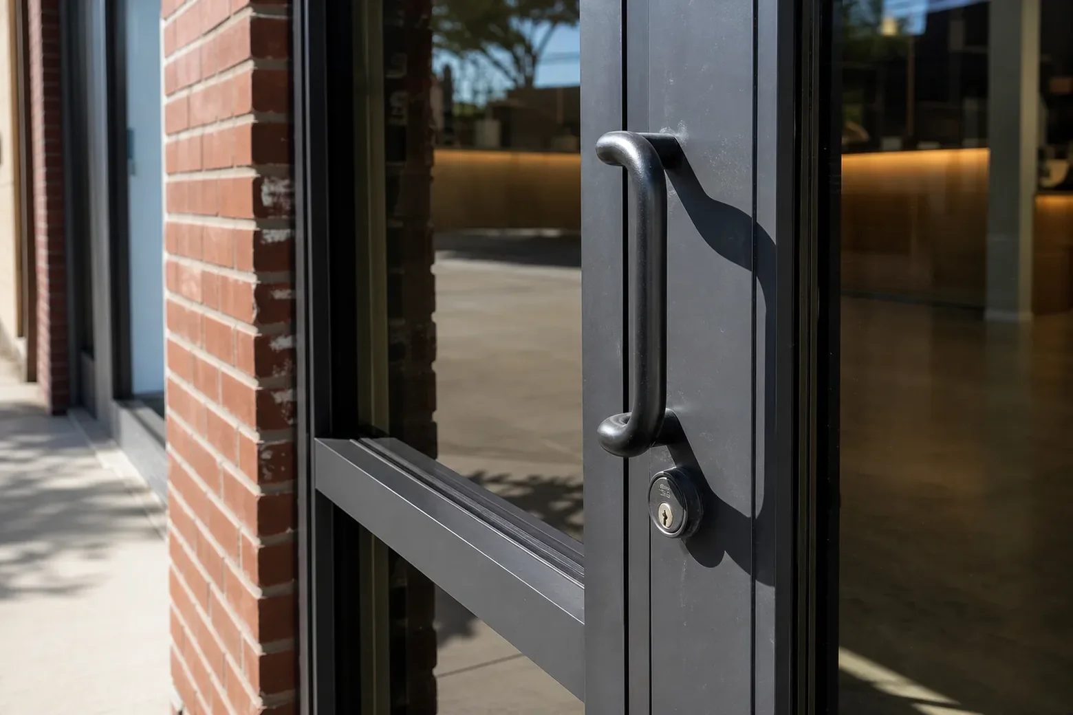 Mortise lock on a storefront door in Mountain View, CA
